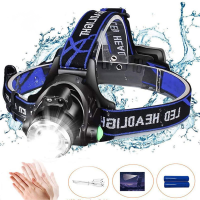 LED Headlamp Super Bright Headlight Outdoors Waterproof Zoomable USB Rechargeable 18650 Battery Flashlights Camping Light