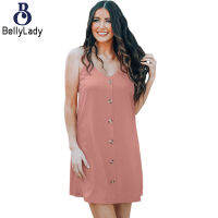 1 95% Polyester 5% Spandex New V-neck Solid Color Single-breasted Loose Mini Dress For Women【fast】