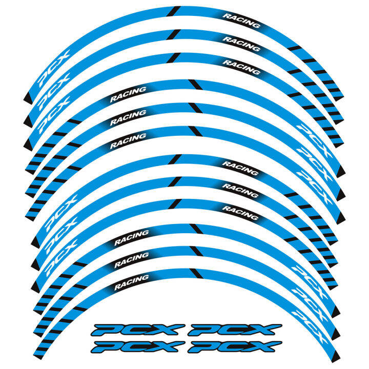 สติ๊กเกอร์รถมอเตอร์ไซค์14-13-นิ้วอุปกรณ์แข่งสำหรับฮอนดาพีซีเอ็กซ์-pcx125-pcx150ขอบล้อ-pcx160ตัดขอบสติกเกอร์รูปลอกชิ้นส่วนโมโต