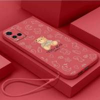 เคส Vivo Y21 Y33S 4G Y32 Y21S 4G Y33T Y21A Y21T Y21E เคสนิ่มใส่โทรศัพท์ซิลิโคนเหลวเคสเคสกันกระแทกมือถือเรียบลายการ์ตูนน่ารักหมีพร้อมสายคล้อง