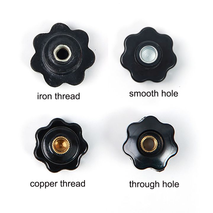 1pcs-m5-m16-black-plum-bakelite-hand-tighten-nuts-handle-thread-star-mechanical-thumb-nuts-clamping-knob-manual-nuts-nails-screws-fasteners