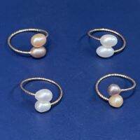 แหวนไข่มุกแท้ ฟรีไซส์ free style ชุบทอง real pearl ring free size PS