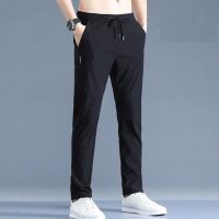 COD SDFERTREWWE M-5XL 3colors Casual pants mens summer thin 2021 new Korean Trend slim straight mens sports pants mens ice silk