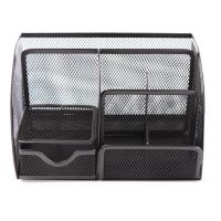 Mesh Desk Organizer Pen Holder, Accessories Storage Caddy with 6 Compartments, and Drawer Office Supplies Gift (2 PCS)