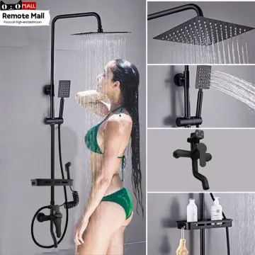 Shower Set Bathroom 304 Stainless Steel Bathroom 4 in 1 Shower Set with Rainfall  Shower Head Hot And Cold Rain Shower with Spray Gun