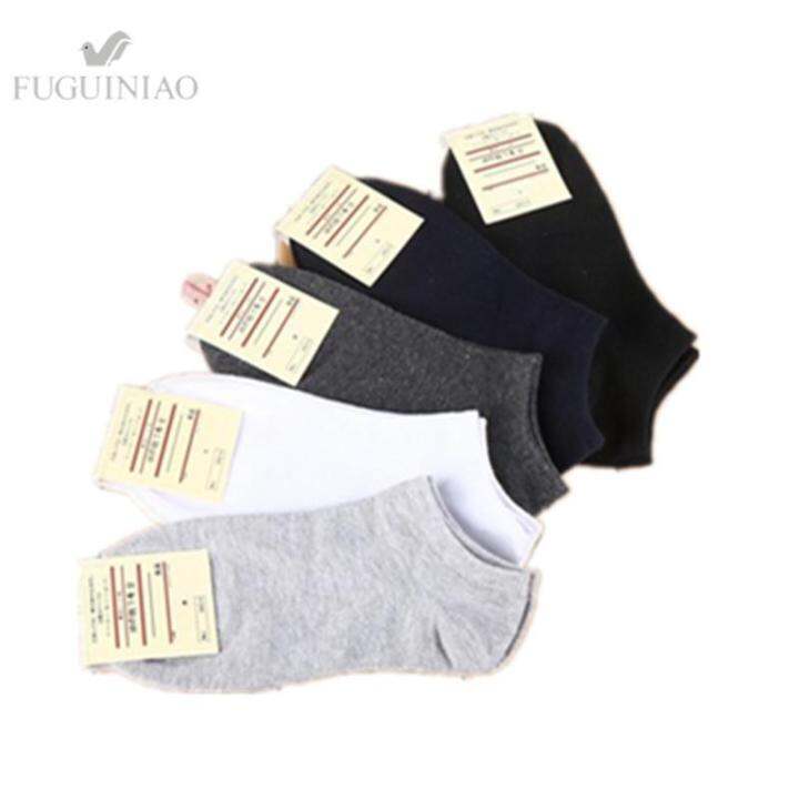 fuguiniao-fgn-ถุงเท้าข้อสั้นสีดำ-1-แพ็ค-3-คู่-3-คู่-black-socks-men-cotton