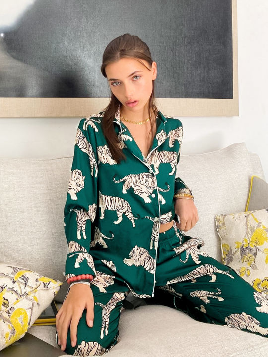 animal-print-trouser-suitssuits-with-shorts-turn-down-collar-pajama-feminino-summer-nightwear-set-woman-2-pieces-nightie-pajama