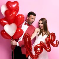 1set Big Red Love Foil Balloon 10inch Love Heart Latex Helium Balloon For Valentines Day Wedding Party Decor Photograph Balloon