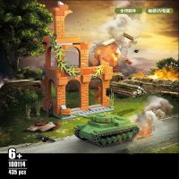 World War II Army Car Military Tank Ruins Scene Simulation Model DIY Battlefield Parts Building Blocks Soldier Truck Bricks Toys Building Sets