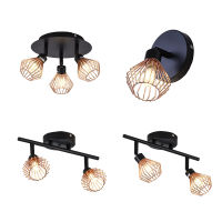 Rotatable Black Ceiling Lamp Lighting with Creative Cage Angle Adjustable G9 Lights Bulb for Store Shop Showroom Lighting