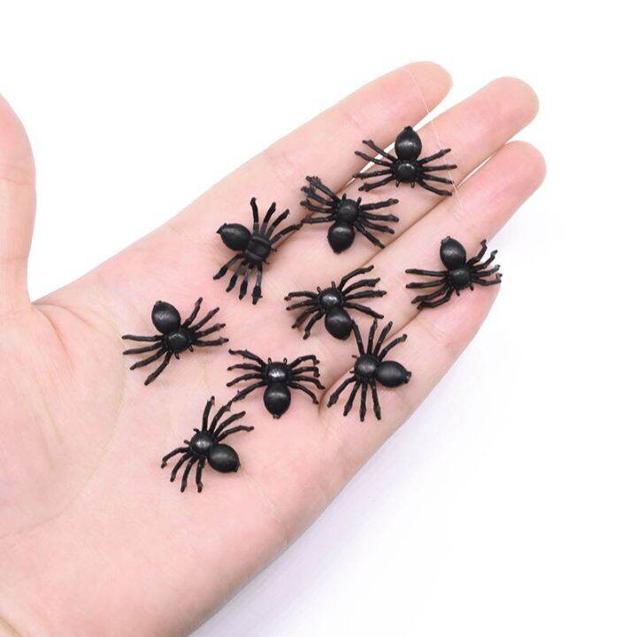 50pcs Horror Black Spider Haunted House Spider Web Bar Party Decoration ...