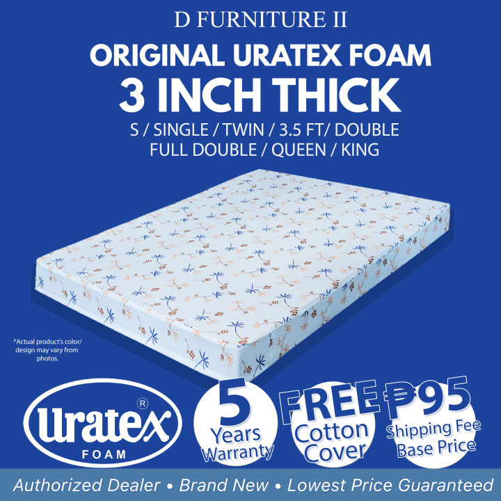 3 Inch Thick 100% Original Uratex Foam Mattress W Cotton Cover ...