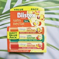 บริสเท็กซ์ ลิปบาล์ม Satin Nectar Lip Moisturizer Variety Pack 3 Sticks 0.15 oz (4.25 g) Each (Blistex®)