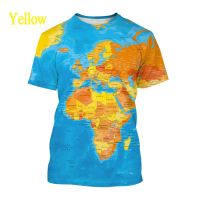 2023 new2023 Latest 3D Printed Worldmap Graphic T-shirt Fashion Unisex Harajuku Style Casual Round Neck Short Sleeve T-shirt Top