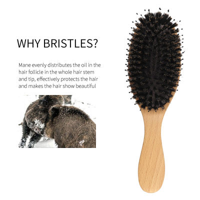 100 Boar Bristle Paddle Hair Brush Wooden Women Hair Massage Brush