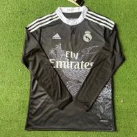 ✎♣♂ เสื้อกีฬาแขนยาว ลายทีมชาติฟุตบอล Real Madrid Black Ergan 2014/2015 14-15 ชุดเยือนไทย คุณภาพสูง สไตล์เรโทร สําหรับผู้ชาย