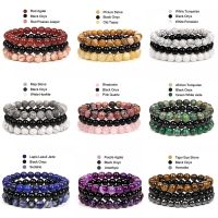 8mm Natural Stone Bracelet Set 3Pcs/set Rhodonite Rose Pink Quartzs Moonstone Amethysts Hematite Bracelets For Women Men Jewelry Charms and Charm Brac