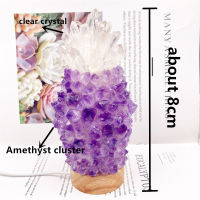 โคมไฟคริสตัลธรรมชาติ USB Led Night Light ตาราง Amethyst Cluster โคมไฟสำหรับห้องนอนข้างเตียงติดตั้ง Home Decor Gift