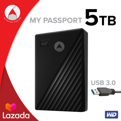 WD External Hard Disk 5TB ฮาร์ดดิสพกพา รุ่น NEW My Passport 5 TB, USB 3.0 External HDD 2.5" (WDBPKJ0050BBK-WESN) Black สีดำ ประกัน Synnex 3 ปี