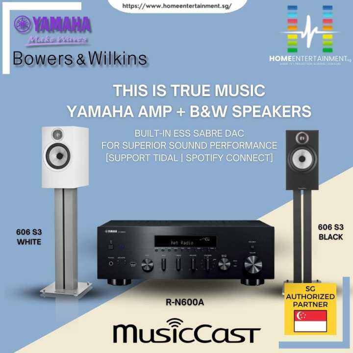 BOWERS & WILKINS 606 S3 SPEAKERS + YAMAHA NEWEST NETWORK AMPLIFIER RN600A SUPPORT SPOTIFY