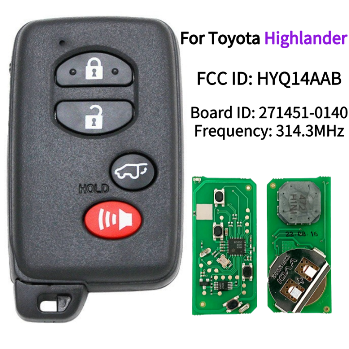 4ปุ่ม314-3mhz-fcc-id-hyq14aab-สำหรับ-toyota-highlander-2007-2014-board-id-271451-0140-board-smart-remote-key-fob