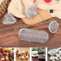 Stainless Steel Cooking Spices Infuser Fine Mesh Loose Tea Herbal Strainer Filter With Extended Chain Kitchen Seasoning Balls Colanders Food Strainers