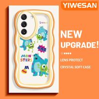 YIWESAN เคสปลอกสำหรับ Samsung S22บวก S22พิเศษ5G,เคสแฟชั่นลายการ์ตูนมอนสเตอร์เคสโทรศัพท์แบบใสขอบครีมเวฟดีไซน์ใหม่เลนส์กล้องถ่ายรูปเคสใสกันกระแทกเคสป้องกันซิลิโคน