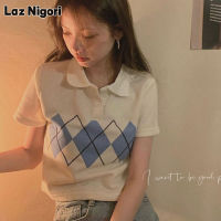 Laz Nigori  เสื้อยืดแขนสั้นคอโปโลลายเก๋ฉบับภาษาเกาหลี2022เสื้อยาวปิดถึงก้นเสื้อขนาดใหญ่พิเศษ