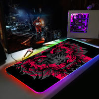 Esports RGB Gaming Computer Mousepad Cool Tiger Led Mause Pad Backlit Keyboard Mice Mat Wire ART Large LED Light Office Desk Mat