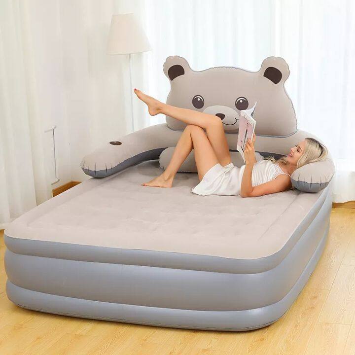 logon-air-mattress-โซฟาเป่าลมที่นอนเป่าลมพร้อมปั๊มลมไฟฟ้าที่นอนเป่าลมโซฟาพักผ่อนเบาะลมรถยนต