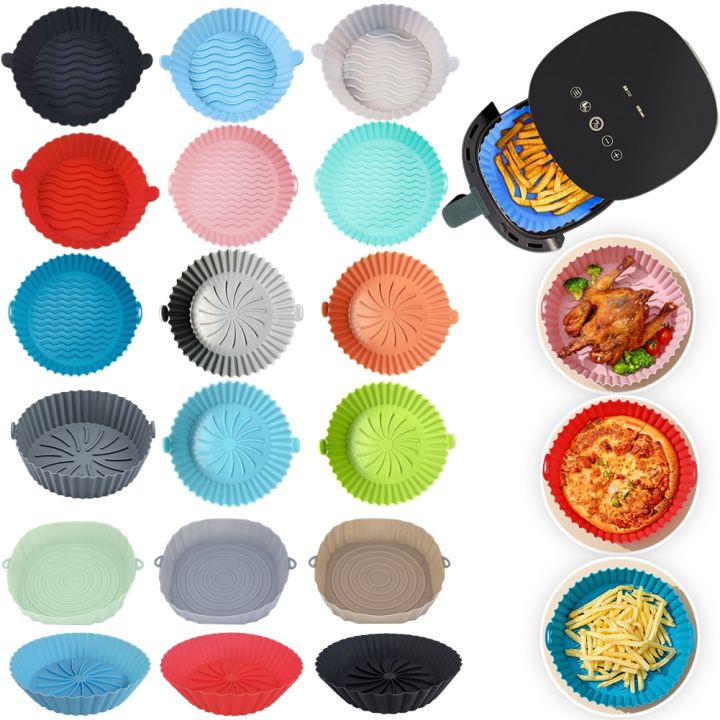 Air Fryers Oven Baking Tray Pan Reusable Fried Chicken Basket Mat AirFryer  Silicone Pot Round Replacement Grill Pan Accessories