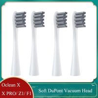 ☏卍☄ 4PCS Soft DuPont Replacement Heads For Oclean X/ X PRO/ Z1/ F1 Gray Brush Heads Sonic Electric ToothbrushBristle Vacuum Nozzles