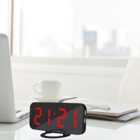 [COD] นาฬิกาปลุก LED โต๊ะนาฬิกาไม้การควบคุมด้วยเสียง Digital Wood Despertador Usbaaa Powered Electronic Desktop Clocks