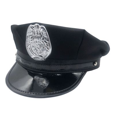 หมวกตำรวจสำหรับเด็กและผู้ใหญ่,หมวกคอสเพลย์สำหรับงานปาร์ตี้หมวกทหารสีฟ้าดำเครื่องแต่งกายจัดชุด