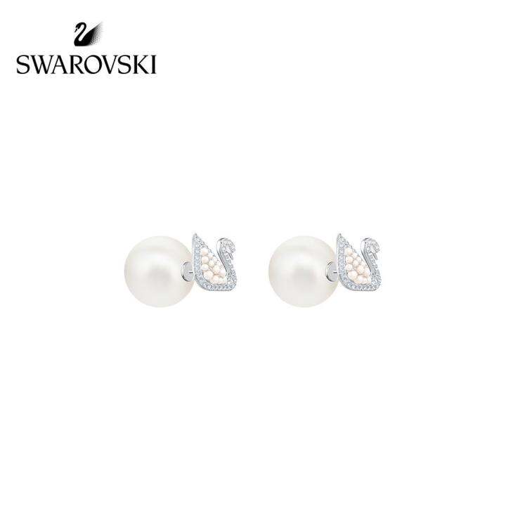 สวารอฟสกี้swarovski-stud-earrings-iconic-swan-classic-swan-rear-hanging-stud-earrings-womens-fine-jewelryth