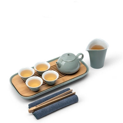9ชิ้นญี่ปุ่นชุดน้ำชาสร้างสรรค์เซรามิกด้านจับกาน้ำชาสีทึบวินเทจกาต้มน้ำที่เรียบง่ายและมีคุณภาพสูง