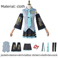 Cosplay Miku Japan Costume Midi Dress Miku Cosplay Dresses Wig Headdress Suit Halloween Womens Girls Clothing Costume