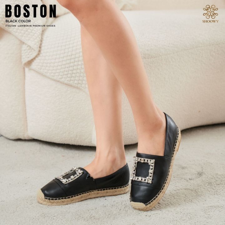 รองเท้าหนังแกะ-รุ่น-boston-black-color-สีดำ