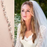 2020 Fashion Crystal Wedding Veil One Layer Beaded Edge Women Bridal Veil Short With Comb Hair Accessories