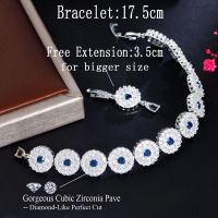 Beaqueen Classic Round Tennis Bracelet For Women Shiny Blue White Color Micro Pave 5A Cubic Zirconia Banquet Dinner Jewelry B232