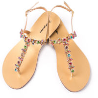 2022 NEW Women`s Summer Bohemia Diamond Sandals Lady Beach Shining Rhinestones Boho Shoes T-strap Thong Flip Flops Comfortable