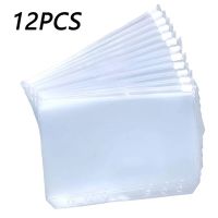 12PCS Convenient Clear PVC A5 A6 A7 Binder Pockets Clear Zipper Folders For 6-Ring Notebook Binder Files Reports Binder