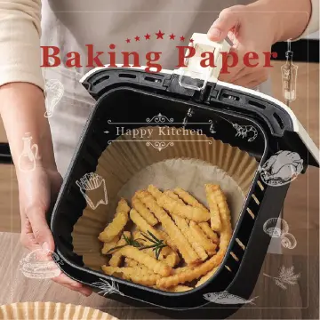 30pcs High Temperature Resistant Air Fryer Parchment Paper, Non-stick  Oil-absorbing Baking Sheet, Beige