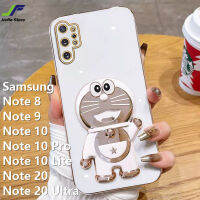 เคสโทรศัพท์โดราเอม่อน JieFie สำหรับ Samsung Galaxy Note 10 Lite/ 10 Pro/ 10 / Note 9 / Note 8 / Note 20/Note 20ฉากยึดตุ๊กตาน่ารักลายการ์ตูนอัลตร้าฝาครอบโทรศัพท์เนื้อนิ่ม TPU ชุบโครเมี่ยม + ขาตั้ง