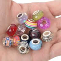 ✙✠∏ 20Pcs Big Hole Round Resin European Beads Loose Spacer Charm Beads for Jewelry Making Pandora Bracelet DIY Accessories Findings