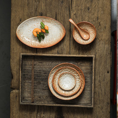 Yilong Xuan เครื่องใช้บนโต๊ะอาหาร,อาหารญี่ปุ่น Zhiye มือถือ,เครื่องใช้บนโต๊ะอาหาร,จาน,แผ่นปลาเครื่องปั้นดินเผาหยาบในครัวเรือน,ชามข้าว Nmckdl