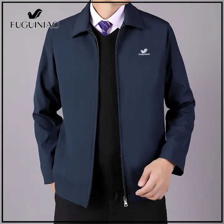 Fuguiniao New Men's Fashion Casual Jacket Business Office Jacket Coat  Zipper 