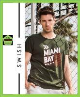 เสื้อคอกลม ชาย  แบรนด์ Miami bay รุ่น Swish สีเขียวแก่