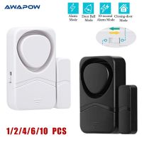 Awapow Door Window Alarm Sensor Detectors Freezers Close Reminder Security Protection Alert 4 Modes Wireless Door Burglar Alarm Household Security Sys