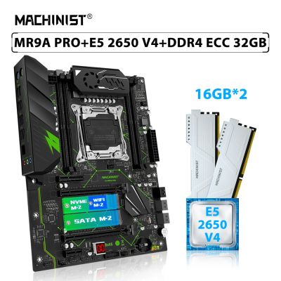 MACHINIST X99 MR9A PRO Motherboard Set LGA 2011-3 Xeon Kit E5 2650 V4 Processor CPU 2pcs*16GB=32GB ECC DDR4 Memory RAM NVME M.2